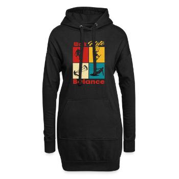 Work Kite Balance. Lifestyle Vintage Design, Work - Hoodie-Kleid - Schwarz - Vorne