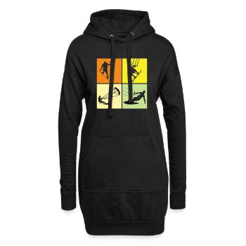 Kite Surf, Kite Board, Lifestyle Vintage Design - Sweat-shirt à capuche long Femme - noir - Devant