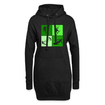 Kite Surf, Kite Board, Lifestyle Vintage Design - Sweat-shirt à capuche long Femme - noir - Devant