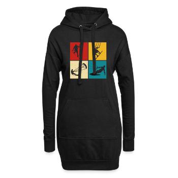 Kite Surf, Kite Board, Lifestyle Vintage Design - Sweat-shirt à capuche long Femme - noir - Devant