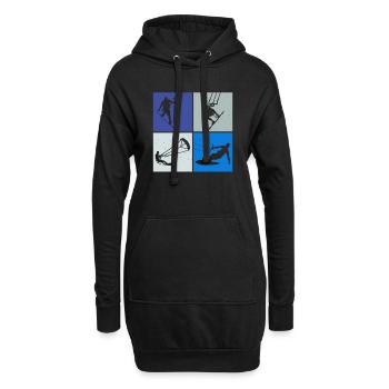 Kite Surf, Kite Board, Lifestyle Vintage Design - Sweat-shirt à capuche long Femme - noir - Devant