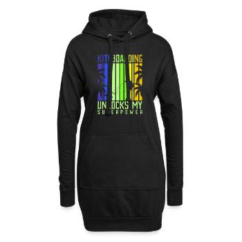 Kiteboarding unlocks my Superpower Lifestyle - Hoodie-Kleid - Schwarz - Vorne