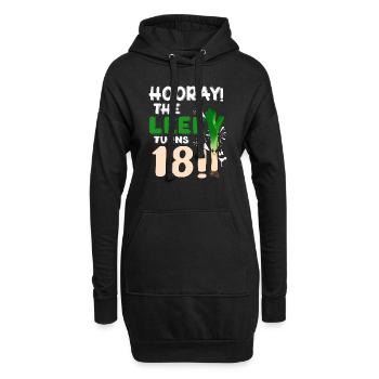 Adulte 18ème jour Hourra Le poireau a 18 ans - Sweat-shirt à capuche long Femme - noir - Devant
