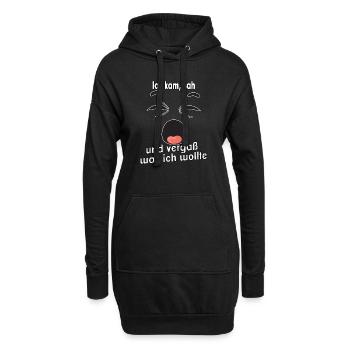 Ich kam, sah und vergaß was ich wollte. - Hoodie-Kleid - Schwarz - Vorne