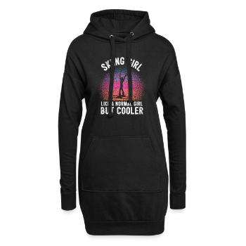 Skifahren Mädchen Ski Mädchen lustig Wintersport - Hoodie-Kleid - Schwarz - Vorne