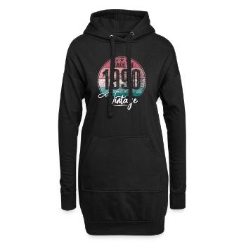 Millésime Fabriqué en 1990 Année de naissance 1990 Anniversaire - Sweat-shirt à capuche long Femme - noir - Devant