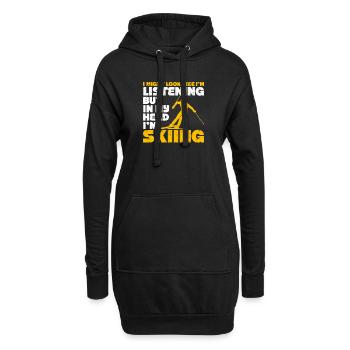 I Might Look Like I'm Listening Ski Funny Ski - Hoodie-Kleid - Schwarz - Vorne
