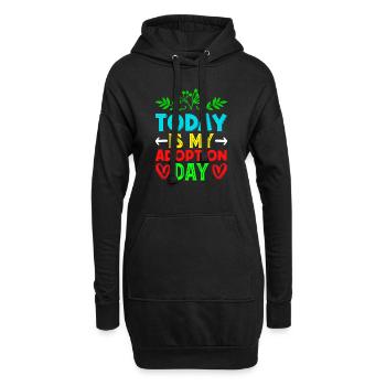 Aujourd’hui, mon jour d’adoption est le jour de - Sweat-shirt à capuche long Femme - noir - Devant