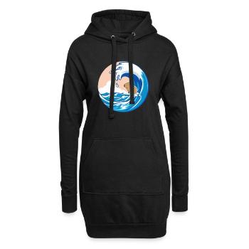 Welle Capybara Surfing Nagetier Lustiger Tierliebhaber - Hoodie-Kleid - Schwarz - Vorne
