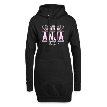 Anja Geschenkidee Geschenk Geburtstag - Hoodie-Kleid - Schwarz - Vorne