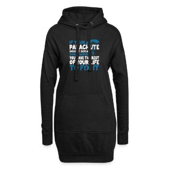 Lustiger Fallschirmspringer Fallschirmspringer - Hoodie-Kleid - Schwarz - Vorne