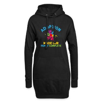 L’adoption a complété notre famille et - Sweat-shirt à capuche long Femme - noir - Devant