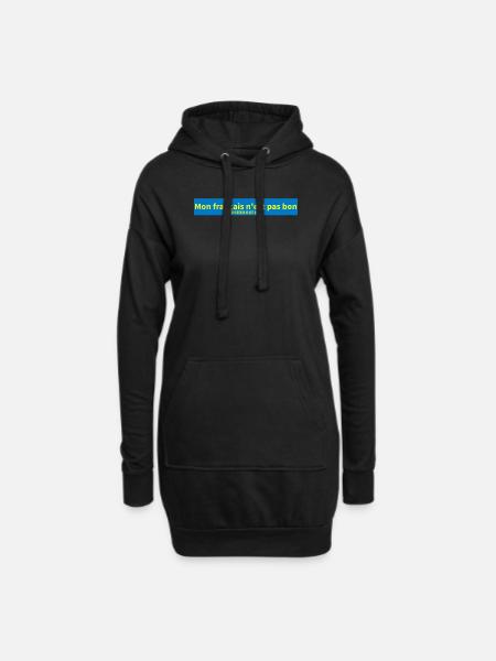 Französisch - Hoodie-Kleid - Schwarz