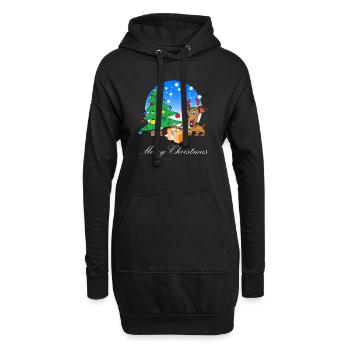 Weihnachten Merry Christmas Hund Rentier - Hoodie-Kleid - Schwarz - Vorne