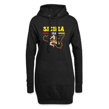 Sicile drapeau Sicile Palerme Italie - Sweat-shirt à capuche long Femme - noir - Devant