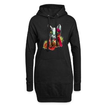 Katze - Animal Illustration - Hoodie-Kleid - Schwarz - Vorne