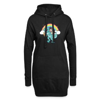 Dabbing Unicorn Riding T Rex Boys Girls Halloween - Hoodie Dress - black - Front