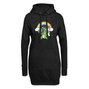 Dabbing Einhorn Reiten T Rex Jungen Mädchen Halloween - Hoodie-Kleid - Schwarz - Vorne
