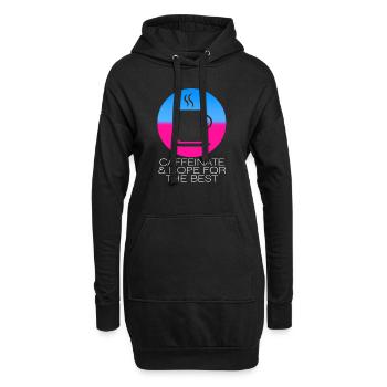 Caffeinate & Hope For The Best Coffee Lover Vapor - Hoodie-Kleid - Schwarz - Vorne