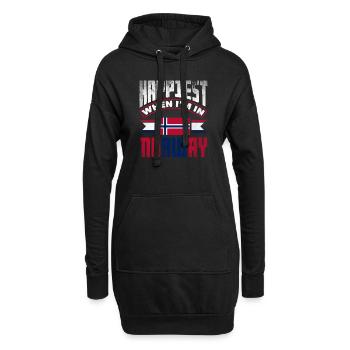 Norvège Norvège Norvège la plus heureuse quand je suis en Norvège - Sweat-shirt à capuche long Femme - noir - Devant