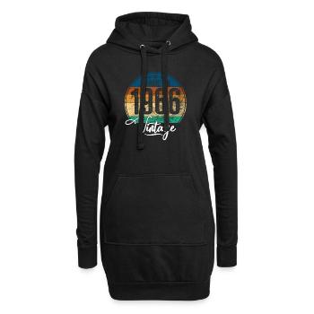 Vintage Made in 1966 Geburtsjahr 1966 Geburtstag - Hoodie-Kleid - Schwarz - Vorne