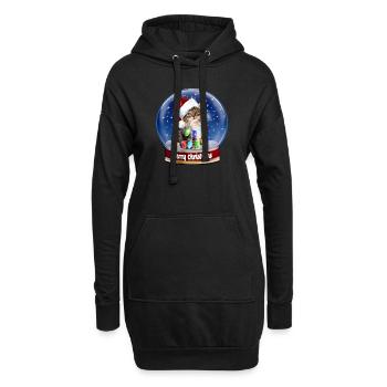 Joyeux Noël Chat à poil long Chat Boule à neige Père Noël - Sweat-shirt à capuche long Femme - noir - Devant
