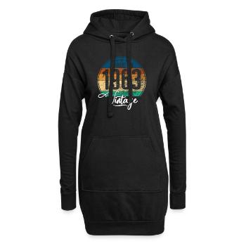 Vintage Made in 1963 Geburtsjahr 1963 Geburtstag - Hoodie-Kleid - Schwarz - Vorne