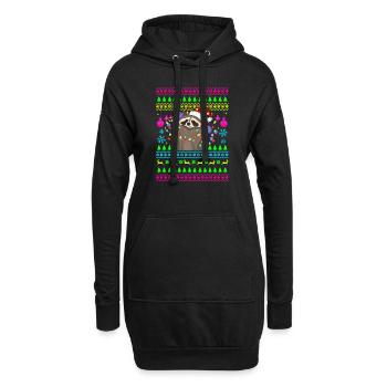 Drôle de tenue de Noël Raton laveur de Noël moche - Sweat-shirt à capuche long Femme - noir - Devant
