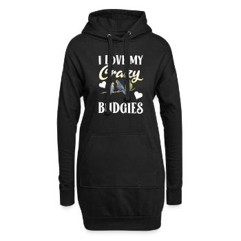Budgerigar Perruche Oiseau Cadeau pour animaux de compagnie - Sweat-shirt à capuche long Femme - noir - Devant