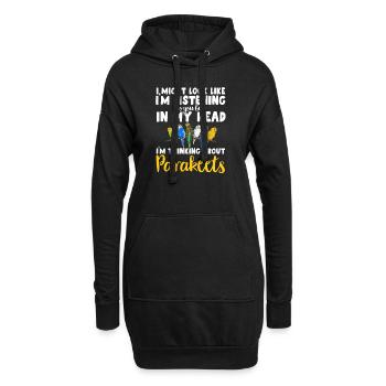 Budgerigar Perruche Oiseau Cadeau pour animaux de compagnie - Sweat-shirt à capuche long Femme - noir - Devant