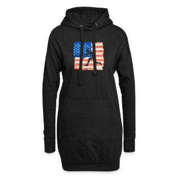 Amerikanische Flagge Tennisspieler Lustig US Sport - Hoodie-Kleid - Schwarz - Vorne