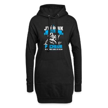 Papy Et pêcheur - Sweat-shirt à capuche long Femme - noir - Devant