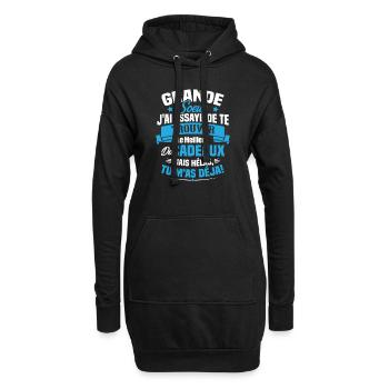 Grande Soeur J'ai essayé de te trouver des cadeaux - Sweat-shirt à capuche long Femme - noir - Devant
