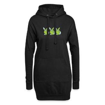 Earth Day Cute Rabbit loves Planet World - Hoodie-Kleid - Schwarz - Vorne