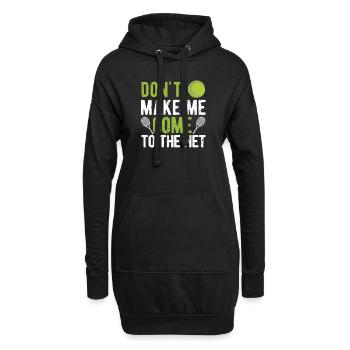 Lustiger Tennisspieler-Trainer-Fan Zwingt mich - Hoodie-Kleid - Schwarz - Vorne