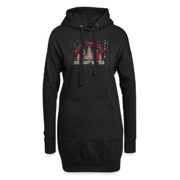 Joyeux Noël Joyeux Nouvel An Arbres de Noël - Sweat-shirt à capuche long Femme - noir - Devant