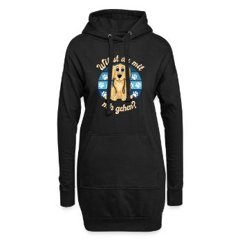 Le chiot Labrador Golden Retriever veut l’accompagner - Sweat-shirt à capuche long Femme - noir - Devant