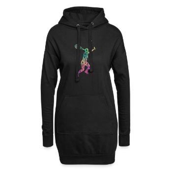 Tennisspieler Positionen Bälle Schläger Sport - Hoodie-Kleid - Schwarz - Vorne