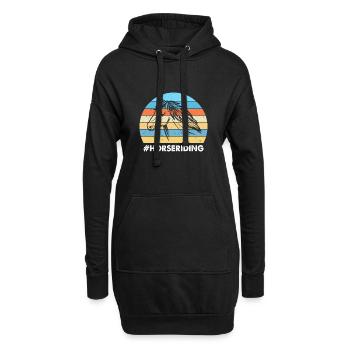 Équitation Coucher de soleil coloré Fond Blanc - Sweat-shirt à capuche long Femme - noir - Devant