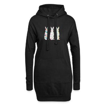 Easter Three Bunnies Rabbit Flower - Hoodie-Kleid - Schwarz - Vorne