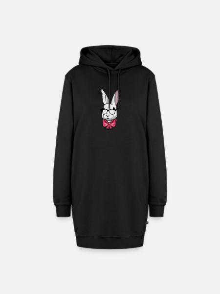 Cute Easter Rabbit Fly - Hoodie-Kleid - Schwarz