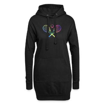 tennis raquettes croisées boule drôle sport jeux - Sweat-shirt à capuche long Femme - noir - Devant