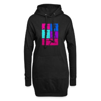 Tennisspieler Silhouette Trainer Fan Sport - Hoodie-Kleid - Schwarz - Vorne