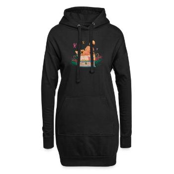 Cat Cute Book Plant Lover Flower Book Lover Cat Ki - Hoodie-Kleid - Schwarz - Vorne