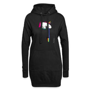 Süßes Einhorn kotzt im Strahl Regenbogen ein - Hoodie-Kleid - Schwarz - Vorne
