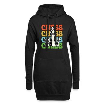 Schach Retro Vintage - Hoodie-Kleid - Schwarz - Vorne