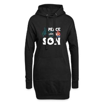 Peace Love Mom Son Boy - Hoodie-Kleid - Schwarz - Vorne