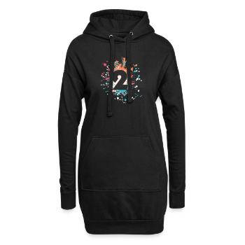 Numéro 2e couleur Splash - Sweat-shirt à capuche long Femme - noir - Devant