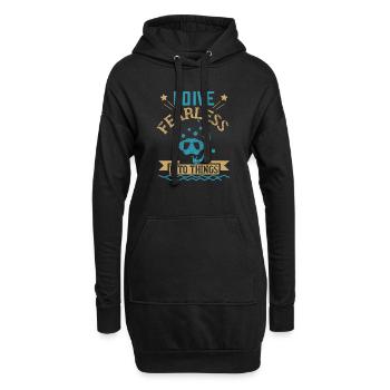 Je plonge sans peur dans les choses - Sweat-shirt à capuche long Femme - noir - Devant