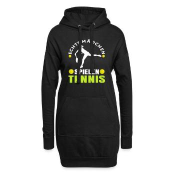 Tennisspieler Lustig Sportler Frau Mit - Hoodie-Kleid - Schwarz - Vorne